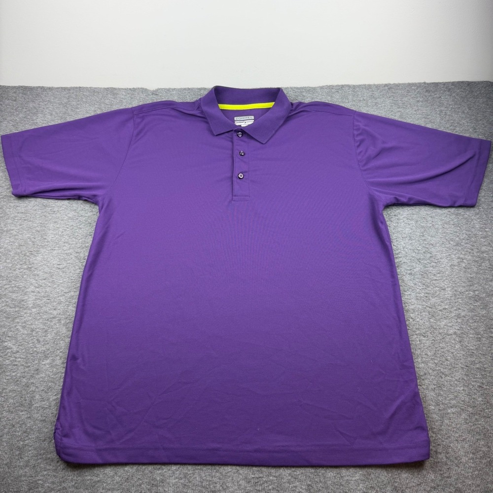 Zorrel Polo Shirt Men's Large Purple Technicore Performance Short Sleeve Golf L